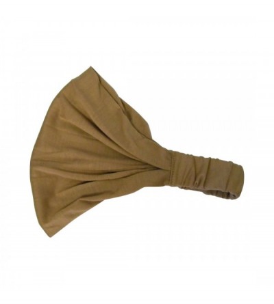 Headbands Set of 3 Wide Cotton Head Band Solid Boho Yoga Style Soft Hairbands Black Camel Light Grey - CC183407YN0 $17.67