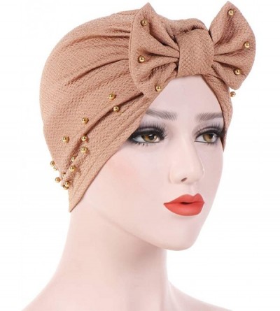 Skullies & Beanies Womens Bowknot Turban Headwear Puggaree - Khaki5 - CC18H064I6T $30.86