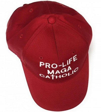 Baseball Caps Red "Pro-Life MAGA Catholic" Hat - CP18OZHQGHW $19.19