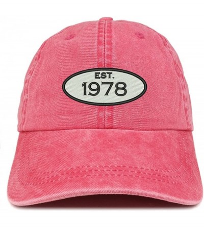 Baseball Caps Established 1978 Embroidered 42nd Birthday Gift Pigment Dyed Washed Cotton Cap - Red - CY180ND6MAK $39.83