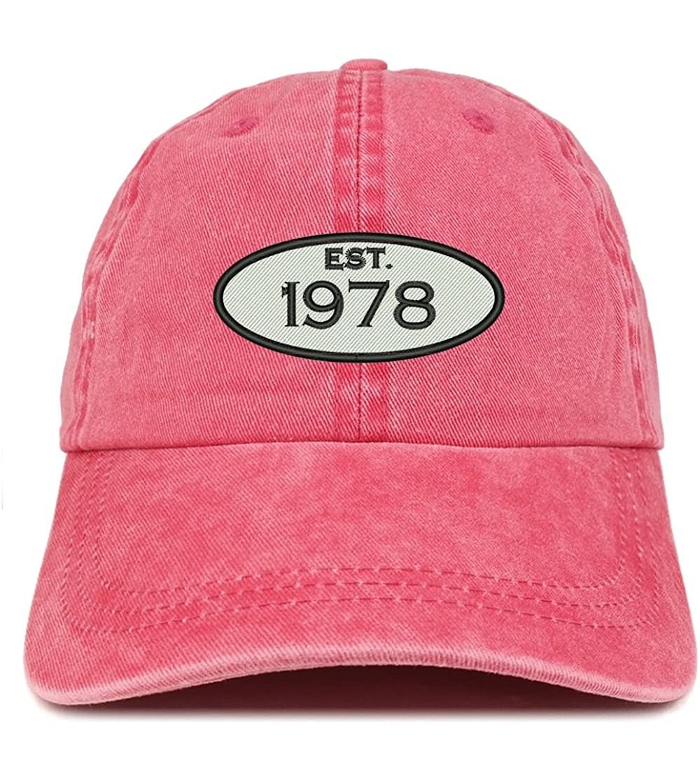Baseball Caps Established 1978 Embroidered 42nd Birthday Gift Pigment Dyed Washed Cotton Cap - Red - CY180ND6MAK $15.05