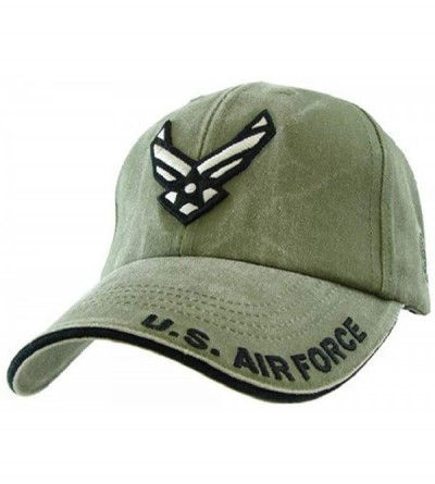 Baseball Caps U.S. Air Force Wings Logo Tonal Washed Mens Cap [Olive Drab Green - Adjustable] - C2118YLWC2D $30.71