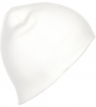 Skullies & Beanies Thick Plain Knit Beanie Slouchy Cuff Toboggan Daily Hat Soft Unisex Solid Skull Cap - White - C3188ZCZ8SO ...