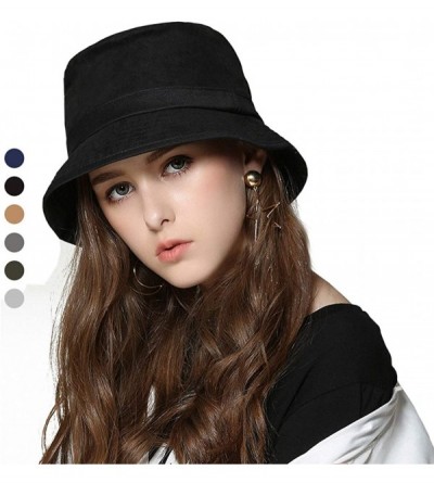 Sun Hats Women Bucket Summer Sun Hat UV Protection UPF 50 + Cotton Cap Wide Brim Beach Holiday Hat Packable - Black - CO18S57...
