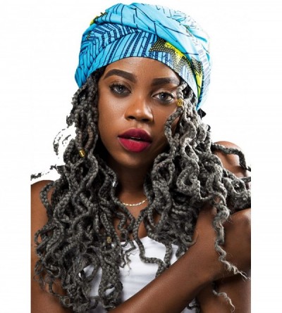 Headbands African Print Head Wraps Extra Long 72"x22" Head Scarf Tie for Women Soft Polyester Material - Poly Bluestar - C818...