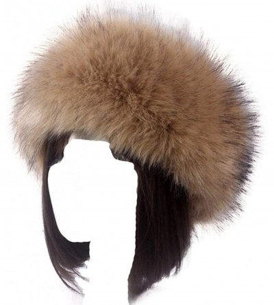 Cold Weather Headbands Women's Faux Fur Headband Soft Winter Cossack Russion Style Hat Cap - Khaki - CV18L8K9KXZ $23.89