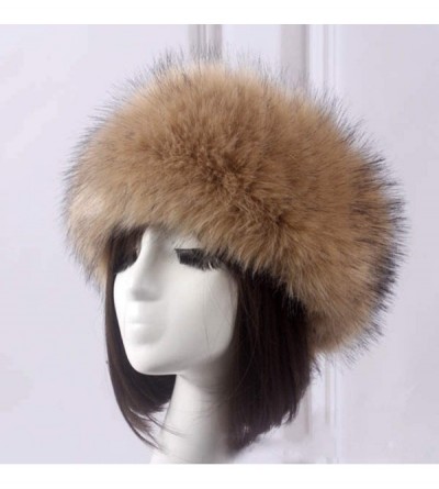 Cold Weather Headbands Women's Faux Fur Headband Soft Winter Cossack Russion Style Hat Cap - Khaki - CV18L8K9KXZ $10.32