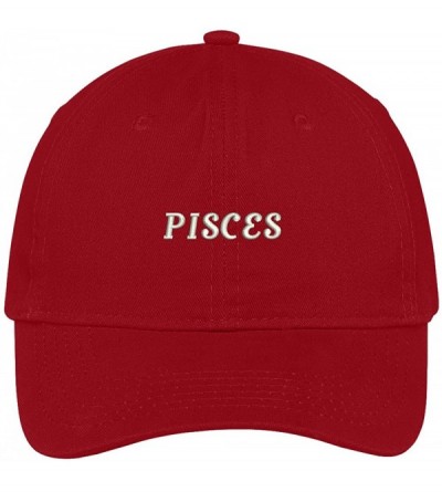 Baseball Caps Horoscopes Pisces Embroidered Adjustable Cotton Cap - Red - C212JADI1L3 $34.35