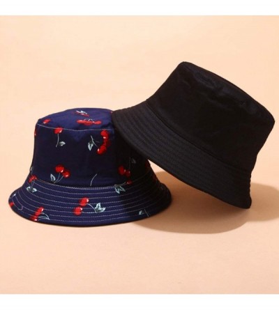 Bucket Hats Banana Print Bucket Hat Fruit Pattern Fisherman Hats Summer Reversible Packable Cap - Cherry Navy - CH18RMZ6MG9 $...
