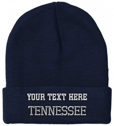 Skullies & Beanies Custom Beanie for Men & Women Tennessee State USA America A Embroidery Acrylic - Navy - C718AQ5SEDS $19.51
