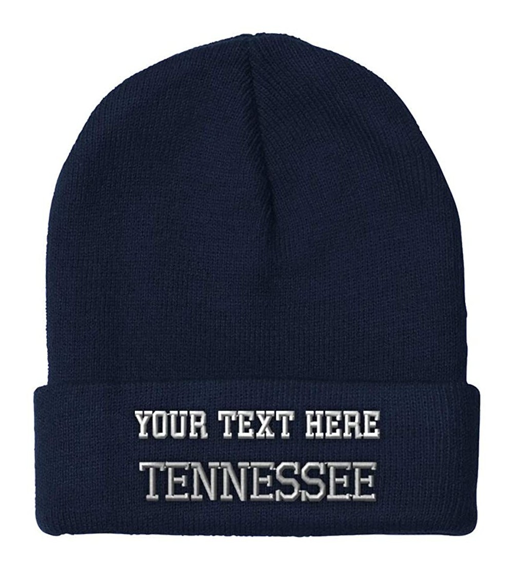Skullies & Beanies Custom Beanie for Men & Women Tennessee State USA America A Embroidery Acrylic - Navy - C718AQ5SEDS $19.51