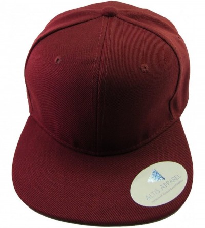 Baseball Caps Premium Plain Solid Flat Bill Snapback Hat - Adult Sized Baseball Cap - Burgundy - CT182X3MXTD $8.80