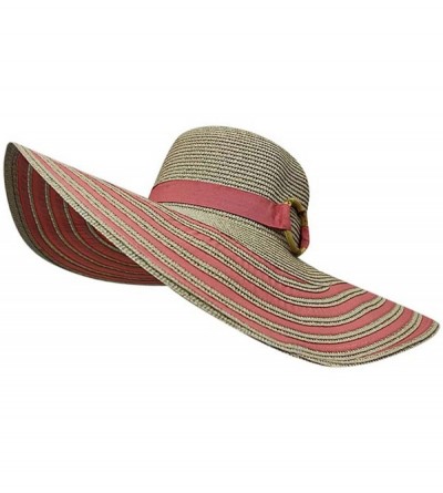 Sun Hats Striped Straw Floppy Hat - Coral - CF12CM4HZIN $51.18