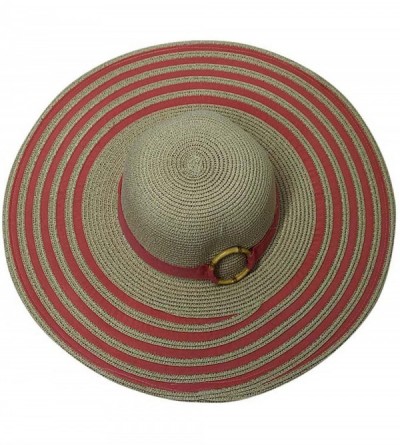 Sun Hats Striped Straw Floppy Hat - Coral - CF12CM4HZIN $26.61