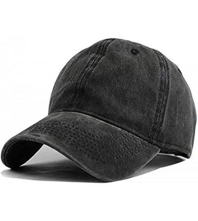 Baseball Caps Men Women Baseball Cap Vintage Cotton Washed Distressed Hats Twill Plain Adjustable Dad-Hat - Z-black/Navy - C0...