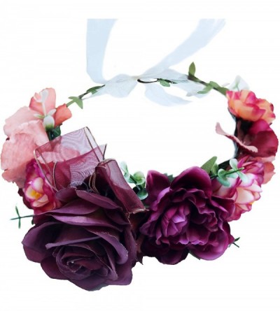 Headbands Flower Wreath Headband Floral Hair Garland Flower Crown Halo Headpiece Boho with Ribbon Wedding Party Photos - 22 -...