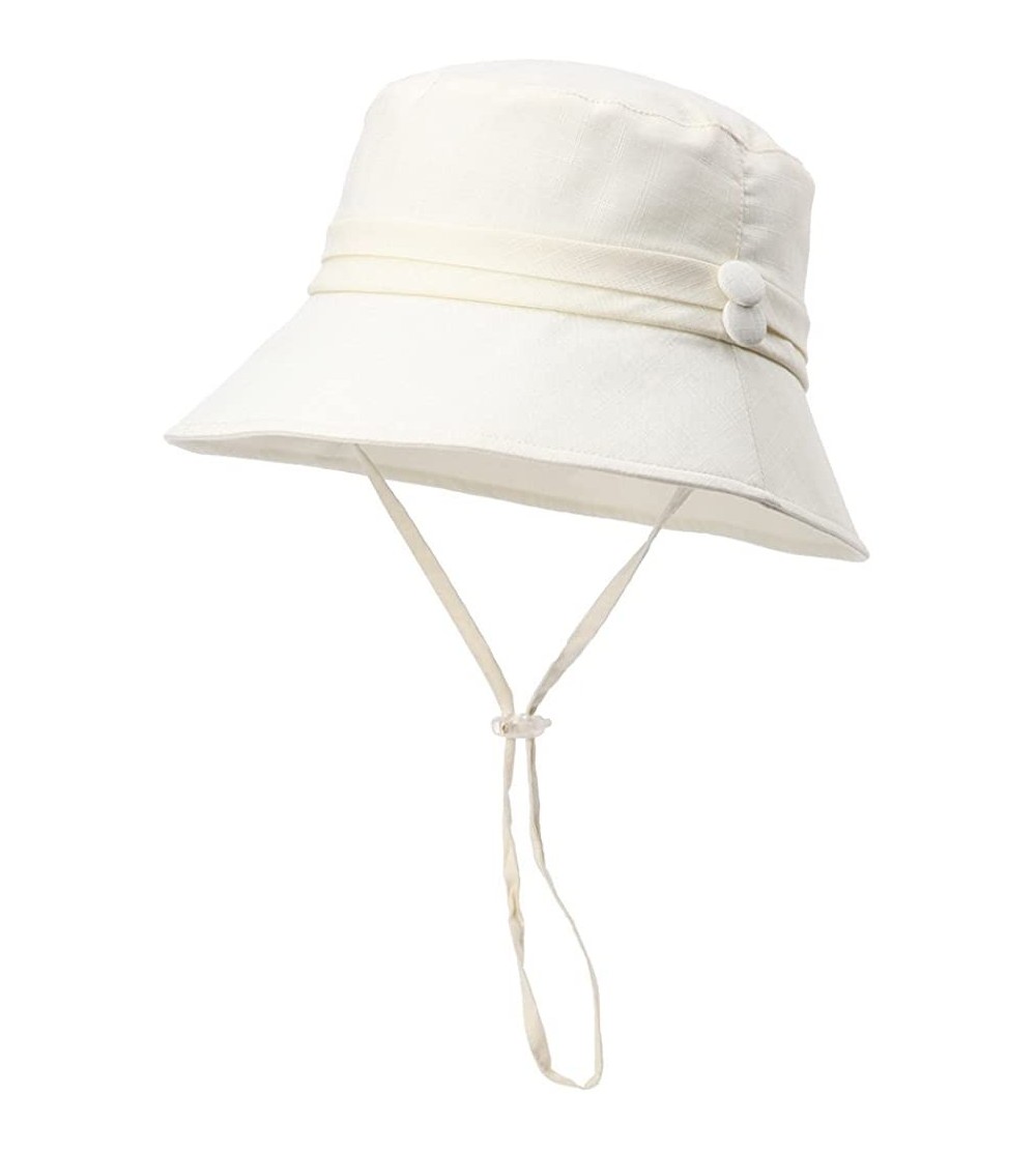 Bucket Hats Bucket Cord Sun Summer Beach Hat Wide Brim for Women Foldable UPF 50+ - 89024_beige - CS17YX7QR5R $18.84