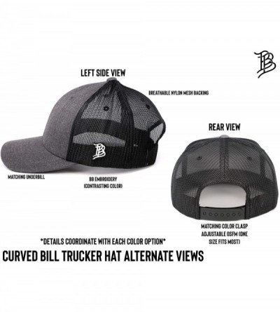 Baseball Caps 'Midnight Patriot' Dark Leather Patch Hat Curved Trucker - One Size Fits All - Heather Grey/Black - CW18IGQ6HYY...
