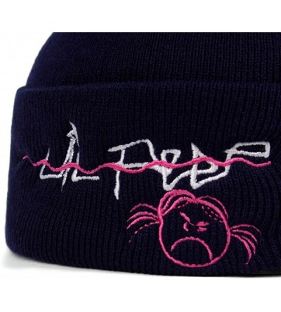 Balaclavas Unisex Embroidery Cuffed Skull Beanies Hats Thermal Knitting Hip Hop Caps - Burgundy - CL192TUG5GK $24.50
