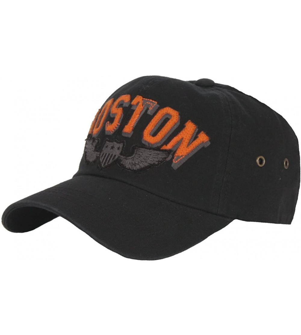 Baseball Caps Boston Pattern Logo Fashion Sports Design Ball Cap Baseball Hat Truckers - Black - C312HPKRQ01 $17.01