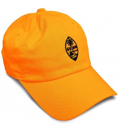 Baseball Caps Custom Soft Baseball Cap Seal of Guam Embroidery Cotton Dad Hats for Men & Women - Orange - CZ18TKGAETM $14.12