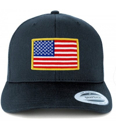 Baseball Caps American Flag Patch Snapback Trucker Mesh Cap - Navy - Yellow - CK188I7WCZZ $18.85
