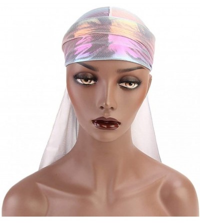 Skullies & Beanies Unisex Men Women's Fashion Velvet Bandana Hat Durag Rag Tail Headwrap Headwear - Pink 2 - CX18THXCMOU $14.59