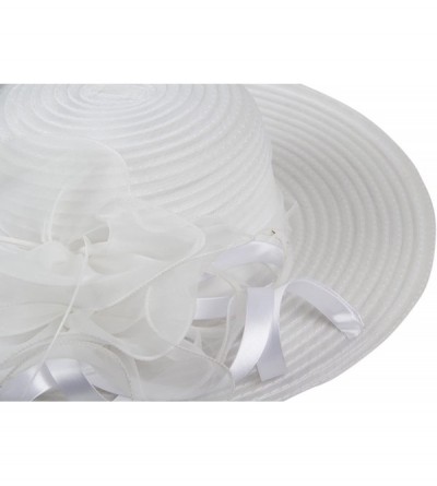 Sun Hats Women's Organza Church Kentucky Derby Hat Floral Ribbon Fascinator Bridal Tea Party Wedding Hat - White - CV18ZA0Y4L...