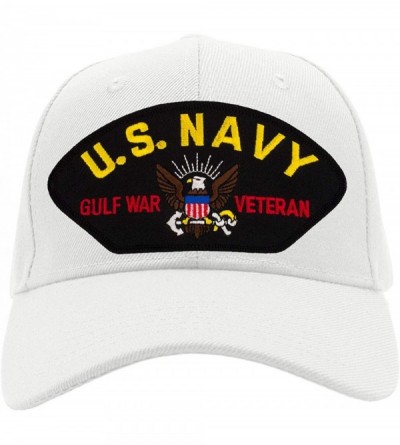 Baseball Caps US Navy- Gulf War Veteran Hat/Ballcap (Black) Adjustable One Size Fits Most - White - CD18OSD9A08 $22.63