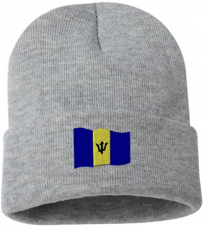 Skullies & Beanies Barbados Flag Custom Personalized Embroidery Embroidered Beanie - Silver - CK12OBMEMVT $12.72