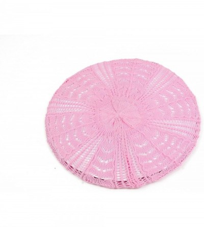 Berets Women's Light Beret Knitted Style for Spring Summer Fall P135 - Baby Pink - CD11C99MOBP $10.28
