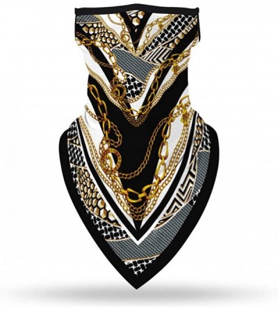 Balaclavas Balaclava Neck Gaiter Face Bandanas Ear Hangers Multifunctional Breathable Headwear - Gold Printed - CN198MU58XZ $...
