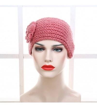 Skullies & Beanies Women's Fashion Crochet Flowers Headband Knitted Hat Cap Headwrap Bands - Dark Blue - CY187INNT8T $8.31