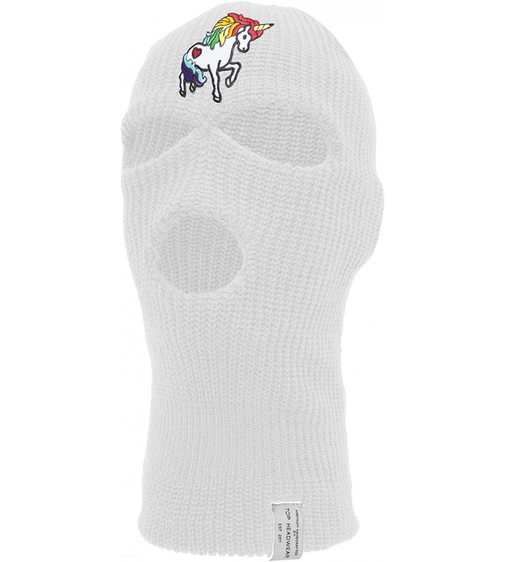 Balaclavas Rainbow Unicorn Ski Mask - White - CI187R2D2QU $11.68