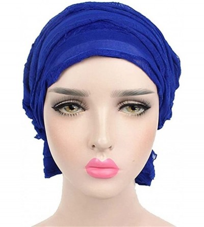 Berets Women 2 Pack Ruffle Chemo Hat Beanie Head Scarf Hair Coverings Cancer Caps - Color2 - CK183QQDSRI $14.68