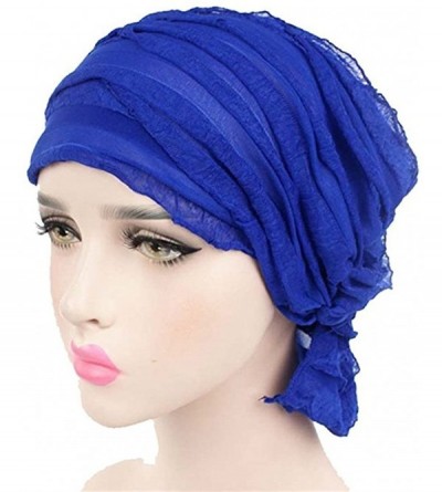 Berets Women 2 Pack Ruffle Chemo Hat Beanie Head Scarf Hair Coverings Cancer Caps - Color2 - CK183QQDSRI $14.68
