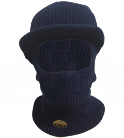 Skullies & Beanies 100% Soft Knit Acrylic Two-in-One Knit Cap/Face Mask- Made in USA - Navy - CY18AT636E9 $18.76