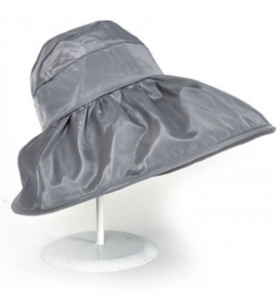 Skullies & Beanies Summer Collapsible Large Wide Brimmed Sun Hat Anti-UV Hat Sun Beach Empty Hat - Gray - CC18D2MO8IS $9.37