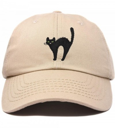 Baseball Caps Black Cat Hat Womens Halloween Baseball Cap - Khaki - CP18Z4Z2ESW $9.80