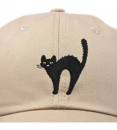 Baseball Caps Black Cat Hat Womens Halloween Baseball Cap - Khaki - CP18Z4Z2ESW $9.80