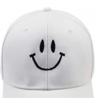 Baseball Caps Men Women Sun Caps Smiling Embroidered Baseball Cap Adorable Dad Hat Adjustable Hat Fishing Unisex-Teens - Whit...