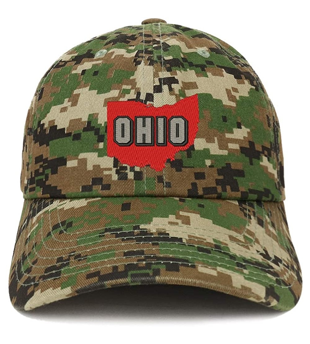 Baseball Caps Ohio State Embroidered Unstructured Cotton Dad Hat - Digital Green Camo - C618S06MHCA $17.14