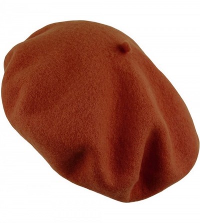 Berets Women's Wool French Beret Cozy Stretchable Beanie Unisex Artist Cap One Size - Rust - CC18ATL899Z $8.39