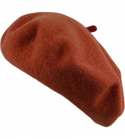 Berets Women's Wool French Beret Cozy Stretchable Beanie Unisex Artist Cap One Size - Rust - CC18ATL899Z $8.39