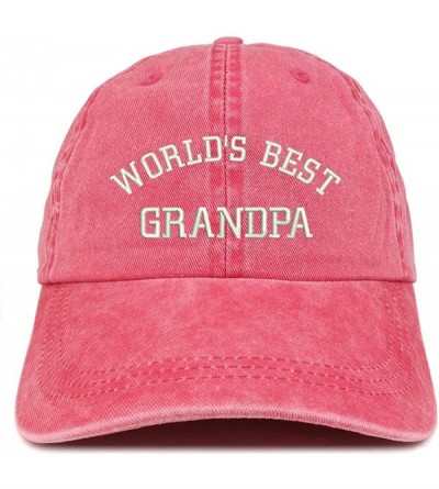 Baseball Caps World's Best Grandpa Embroidered Pigment Dyed Low Profile Cotton Cap - Red - CK12GPQXLX7 $17.84
