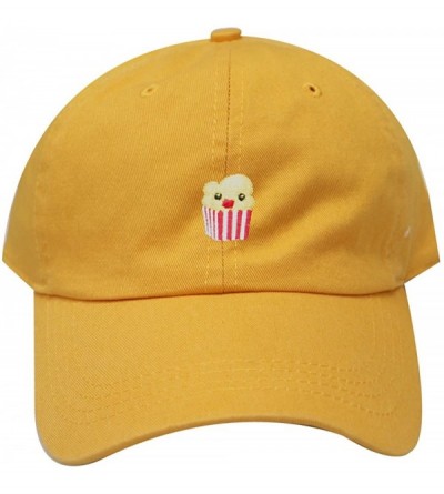 Baseball Caps Cute Popcorn Cotton Baseball Dad Cap - Mango - CY1832ZWA6E $11.01