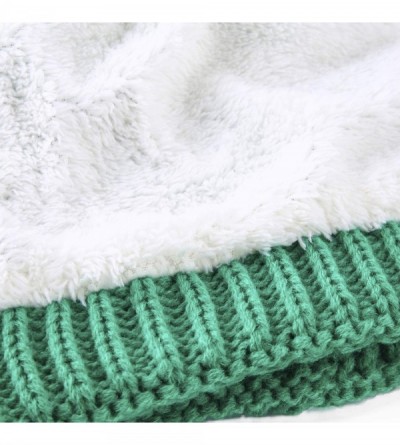 Skullies & Beanies Women's Knitted Messy Bun Hat Ponytail Beanie Baggy Chunky Stretch Slouchy Winter - Green - CI18YT05HN2 $9.16