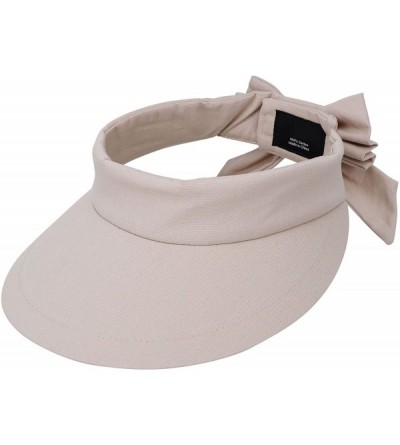 Sun Hats Women's Sportswear Sweat Absorbent Visor Hat w/Ribbon Bow - Beige - CO18C5S927U $16.87