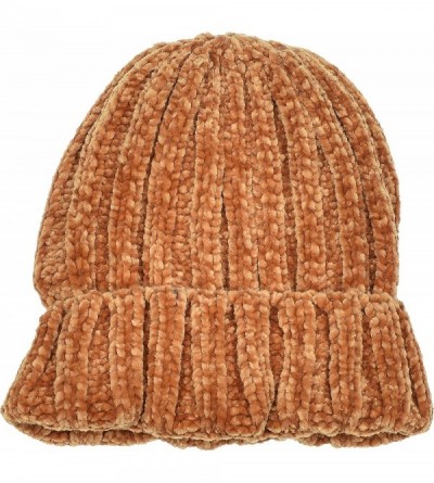Skullies & Beanies Women's Chenille Rib Knit Hat Foldover Beanie Faux Fur Lined - 07 Golden - CT18IKCM70D $28.23