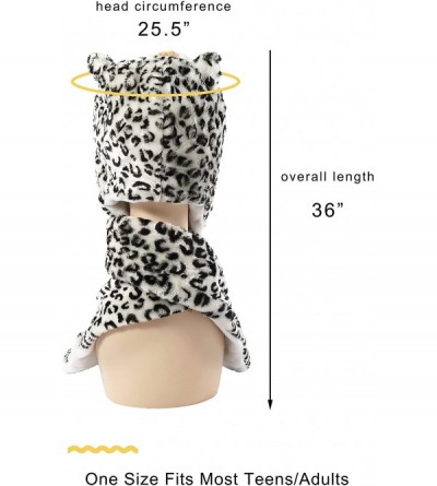 Skullies & Beanies Novelty Animal Cosplay Cap - Warm Headwraps with Mittens (White Leopard) - CK11REXWYD9 $9.88
